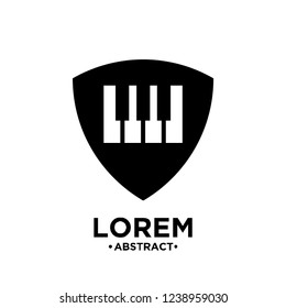 piano shield logo icon designs vector