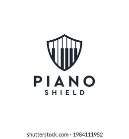 Piano shield logo vector inspiration. Logo can be used for icon, brand, identity, and business company