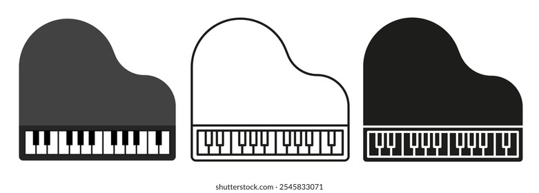 Piano. A simple set of musical instruments. Images of pianos in different styles. EPS 10.