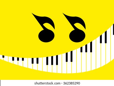 Piano smile with music note background