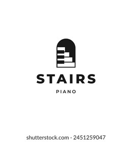 Piano stairs logo design on isolated background