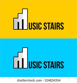 PIANO STAIRS MUSIC LOGO BUSINESS COMPANY TEMPLATE SIGN SYMBOL