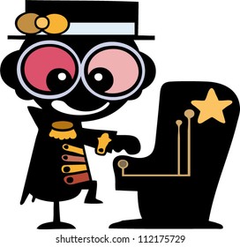 Piano star with big eyes