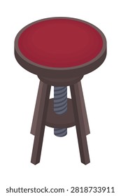 Piano stool - hand drawn isometric vector illustration.