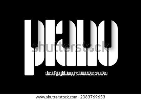 Piano style font design, music alphabet, letters and numbers vector illustration