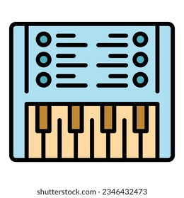 Piano synthesizer icon outline vector. Electronic instrument. Music keyboard color flat