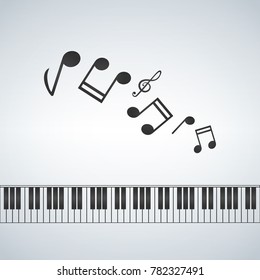 piano template, music creative concept illustration with notes