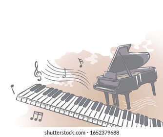 Piano themed background. Vector illustration.