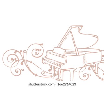 Piano themed background. Vector illustration.