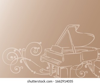 Piano themed background. Vector illustration.