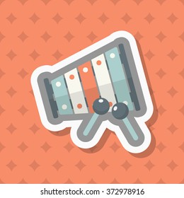 Piano toy icon , Vector flat long shadow design. Children's toys concept.