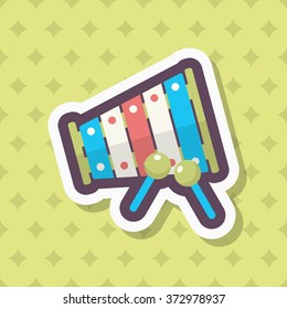 Piano toy icon , Vector flat long shadow design. Children's toys concept.