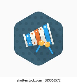 Piano toy icon , Vector flat long shadow design. Children's toys concept.