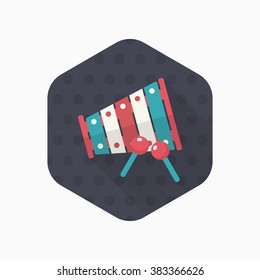 Piano toy icon , Vector flat long shadow design. Children's toys concept.