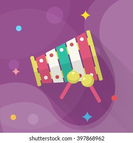 Piano toy icon , Vector flat long shadow design. Children's toys concept.
