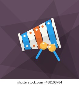 Piano toy icon , Vector flat long shadow design. Children's toys concept.