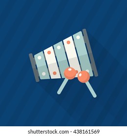 Piano toy icon , Vector flat long shadow design. Children's toys concept.