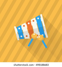 Piano toy icon , Vector flat long shadow design. Children's toys concept.