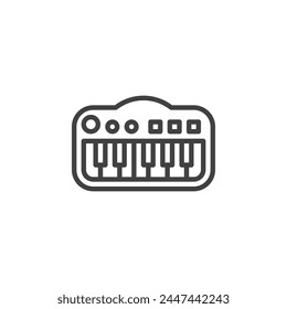 Piano toy keyboard line icon. linear style sign for mobile concept and web design. Electrical toy piano outline vector icon. Synthesizer symbol, logo illustration. Vector graphics