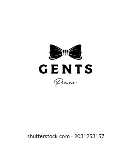 piano tuts and bow tie music logo design vector