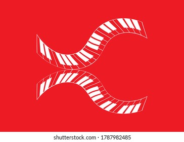 Piano Tuts Illustration Symbol, Related Icon Audio and Music, Vector Icons Design, Isolated on Red Background.