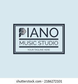 Piano tuts music studio letter logo design template for brand or company and other