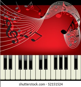 Piano vector background with musical notes