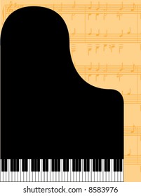 Piano vector background with musical notes
