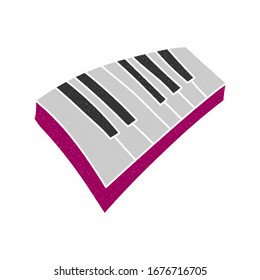 piano vector design. digital hand drawn style. gain texture