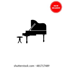 Piano vector icon isolated on white background.