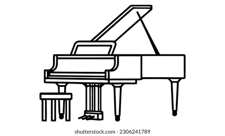 Piano vector icon, logo. Black piano isolated on white background.