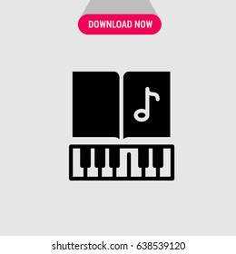 Piano Vector Icon, The musical instrument with note symbol. Simple, modern flat vector illustration for mobile app, website or desktop app  