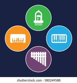 piano vector icons. Set of 4 piano filled icons such as harmonica