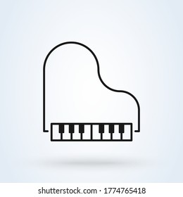 Ilustración vectorial de piano en estilo de diseño de línea. Señal de música clásica.