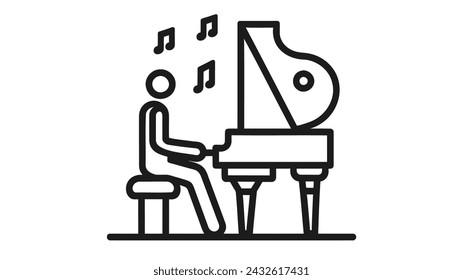 Piano ilustración vectorial sobre fondo blanco
