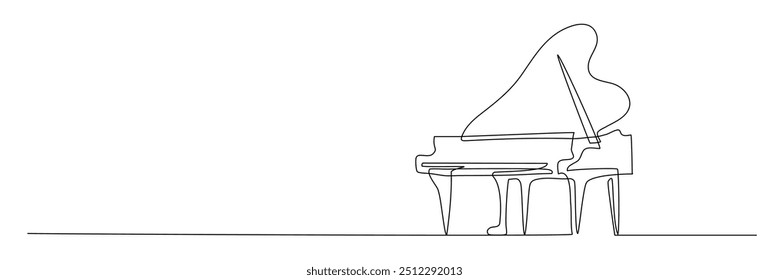 Piano vector illustration in one continuous editable line drawing style. Editable stroke