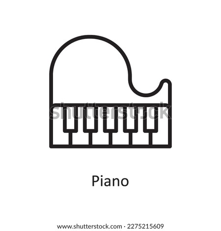 Piano Vector Outline icon Design illustration. Music Symbol on White background EPS 10 File
