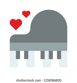 Piano vector, wedding related flat design icon 