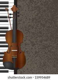 Piano and Violin Bow Musical Instrument with Textured Background Vector Illustration