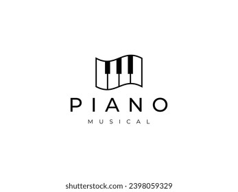 diseño de logotipo de piano con efecto de onda