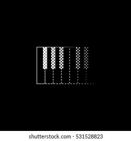 piano - white vector icon;  halftone illustration