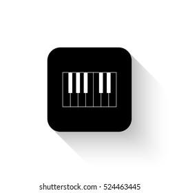 piano - white vector  icon with shadow
