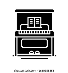 Piano work black icon, concept illustration, vector flat symbol, glyph sign.