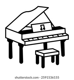 Pianoforte icon in doodle style 
