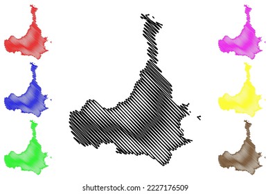 Pianosa island (Italian Republic, Italy, Tuscan Archipelago) map vector illustration, scribble sketch Isola di Pianosa map