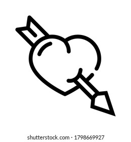 vector de icono de la línea de corazón piarzada. signo de corazón picado. símbolo de contorno aislado ilustración negra