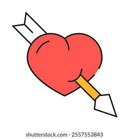 piarced heart line icon vector. piarced heart sign. isolated symbol illustration