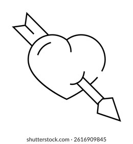 piarced heart line icon vector. piarced heart sign. isolated contour symbol black illustration