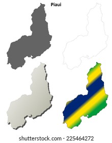 Piaui blank outline map set