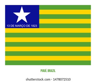 Piaui Flag Vector Illustration on White Background. States Flag of Brazil.